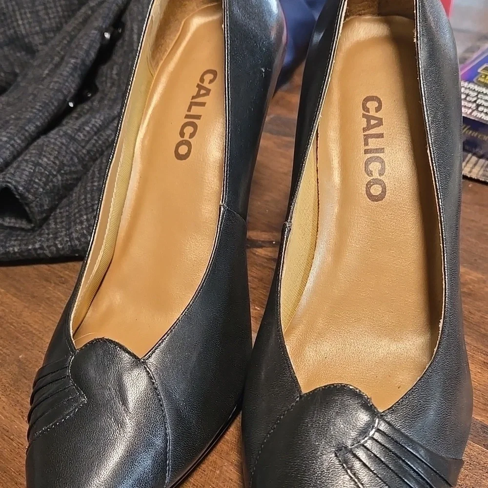 Calico Leather Heels Made in Brazil Pass the Rock Test Womens Size 7.5 Black
